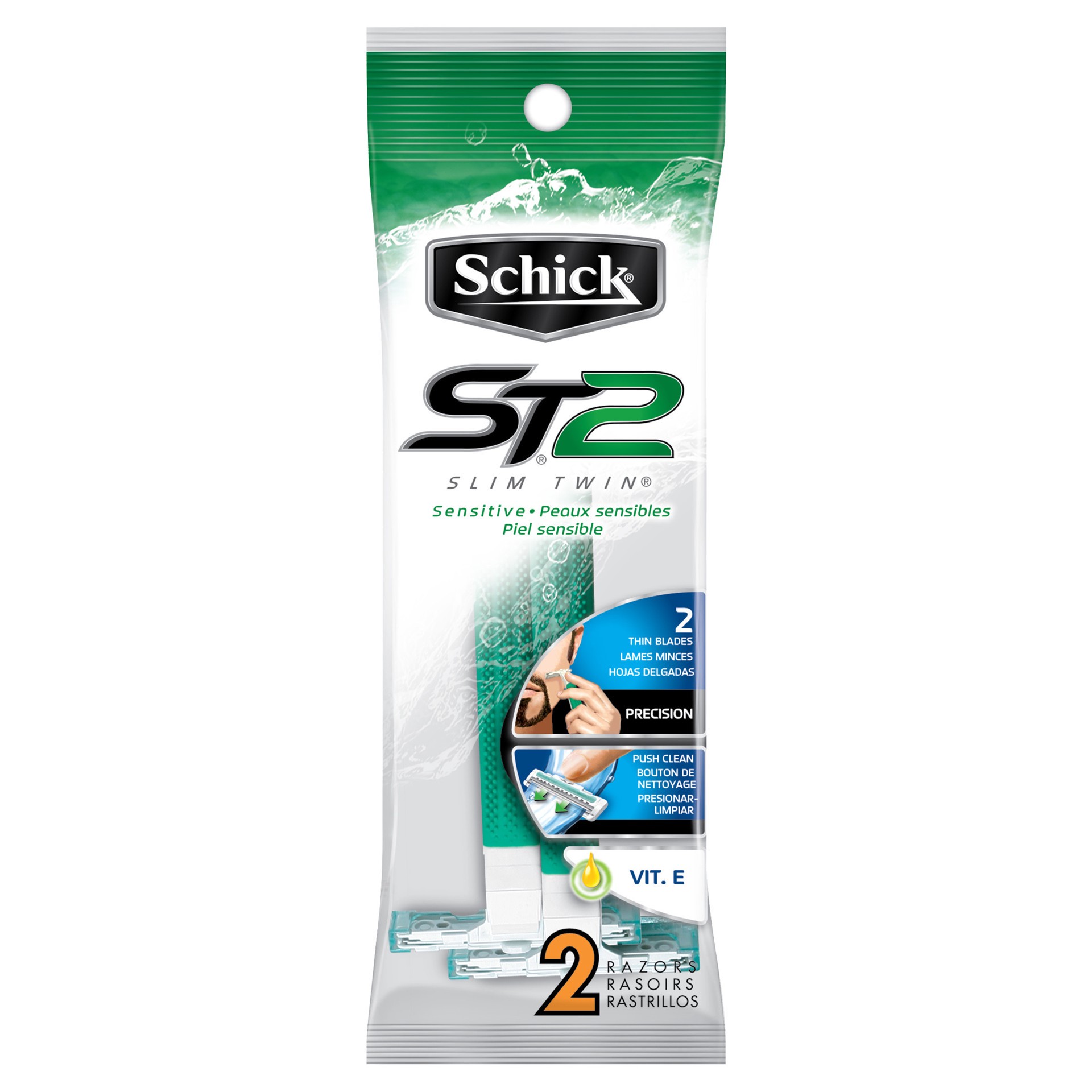 slide 1 of 2, Schick Slim Twin ST2 Sensitive Men's Disposable Razor - 2 Count, 2 ct