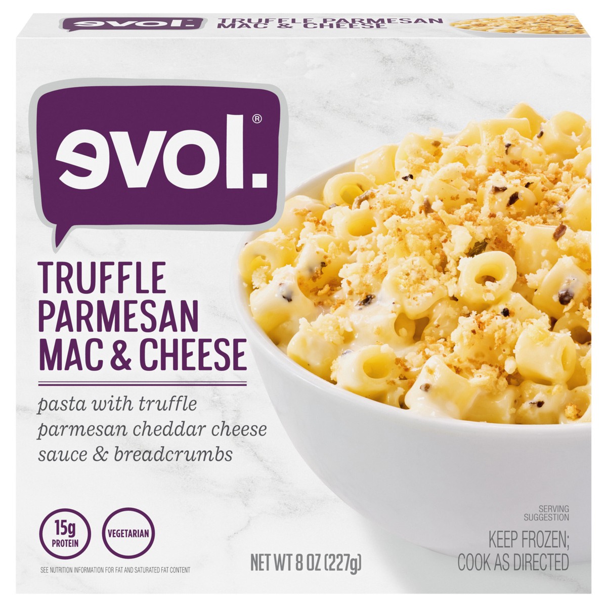slide 1 of 21, EVOL Evol Truffle Parmesan Mac and Cheese Bowl, Frozen Meal, 8 oz, 8 oz
