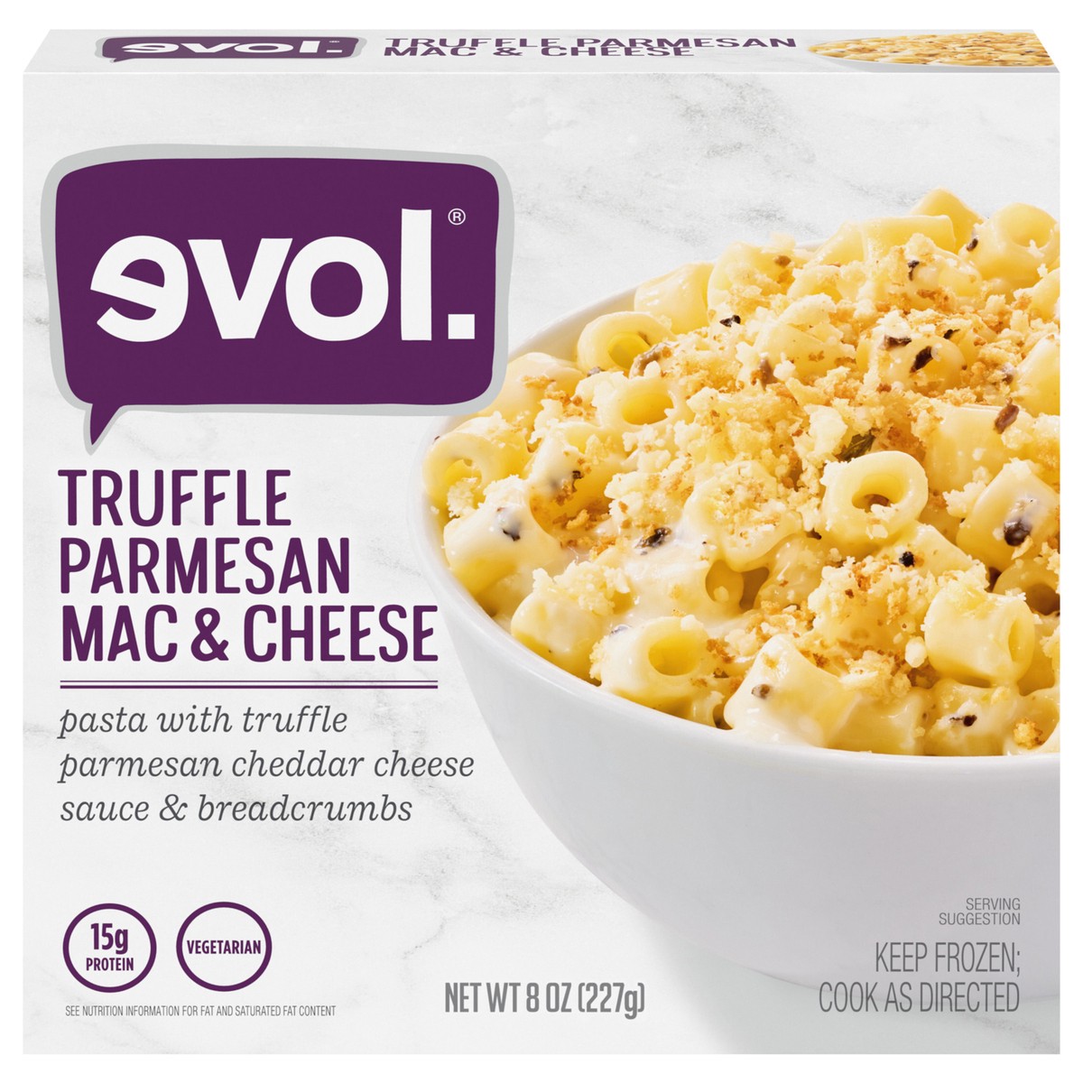 slide 1 of 21, EVOL Evol Truffle Parmesan Mac and Cheese Bowl, Frozen Meal, 8 oz, 8 oz