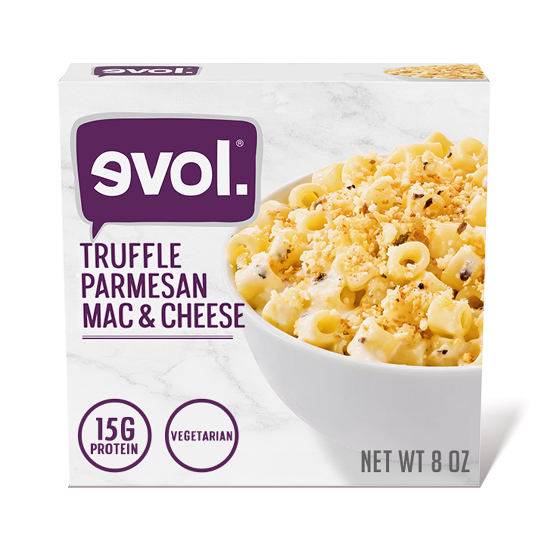 slide 1 of 21, Evol Truffle Parmesan Mac and Cheese Bowl, Frozen Meal, 8 oz, 8 oz