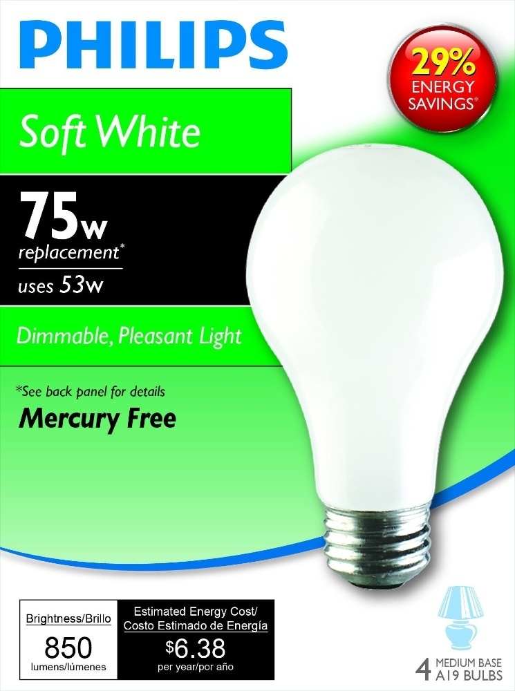 slide 1 of 1, Philips Light Bulbs 4 ea, 4 ct