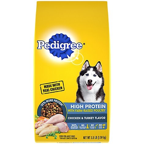 slide 1 of 1, Pedigree High Protein Chicken And Turkey Flavor Adult Dry Dog Food, 3.5 lb