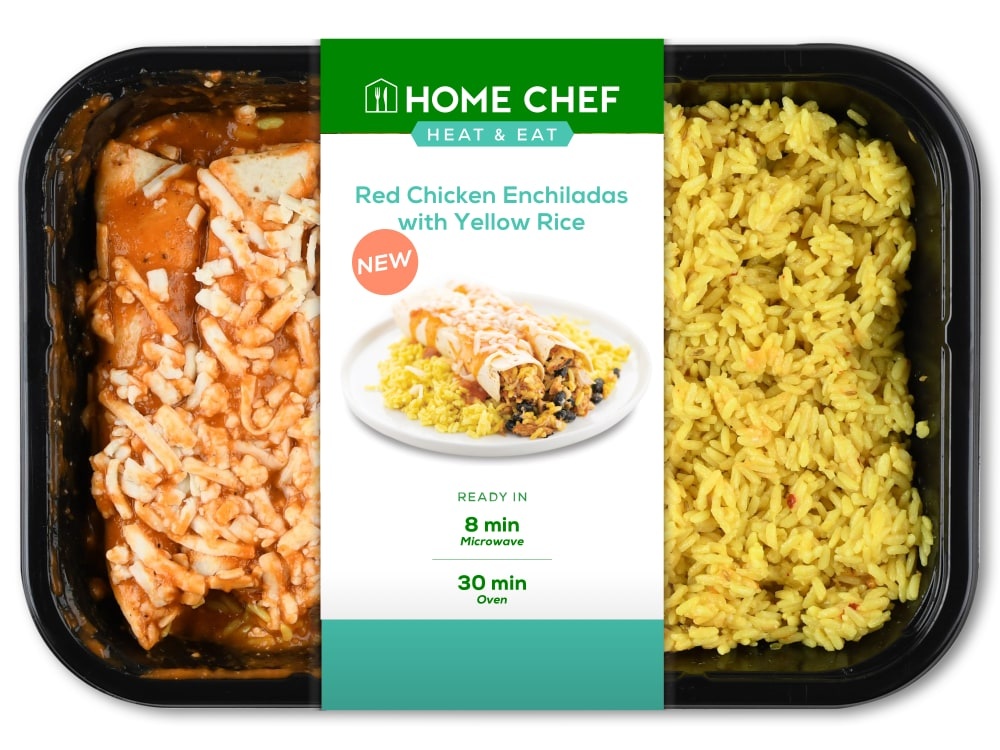 slide 1 of 1, Home Chef Heat And Eat Red Chicken Enchiladas With Yellow Rice, 36 oz