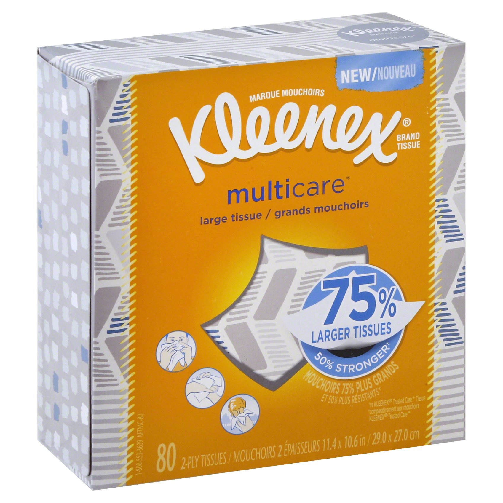 slide 1 of 1, Kleenex Multi Care Large Facial Tissue, 80 ct