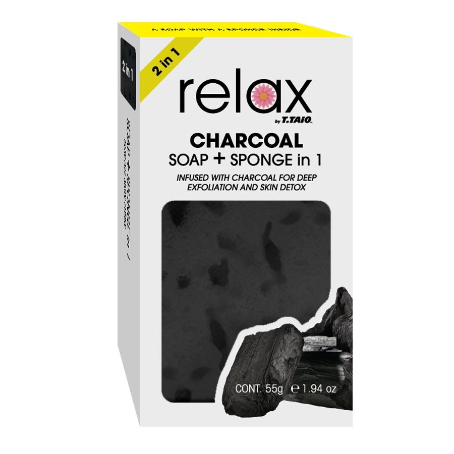 slide 1 of 1, Relax Charcoal Soap + Sponge, 1.94 oz