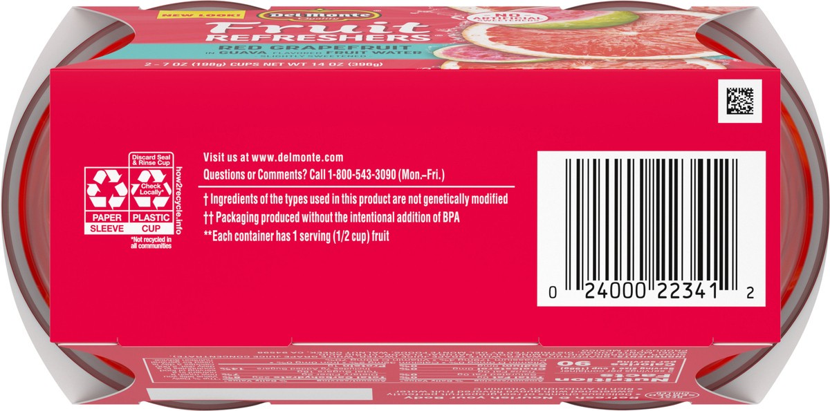 slide 5 of 7, DEL MONTE FRUIT REFRESHERS Red Grapefruit in Guava Flavored Fruit Water, 2 Pack, 7 oz, 2 ct