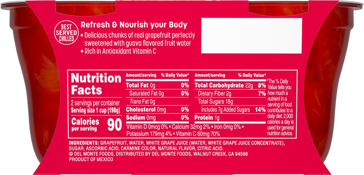 slide 4 of 7, DEL MONTE FRUIT REFRESHERS Red Grapefruit in Guava Flavored Fruit Water, 2 Pack, 7 oz, 2 ct