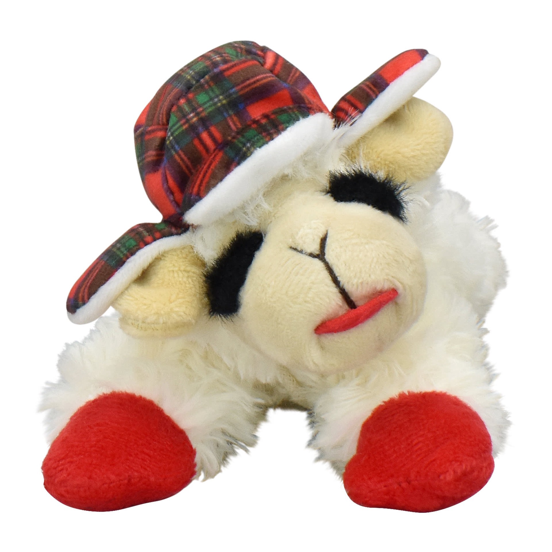 slide 1 of 1, Multipet International Holiday Lamb Chop with Trapper Hat Dog Toy, 6" L, Small, SM