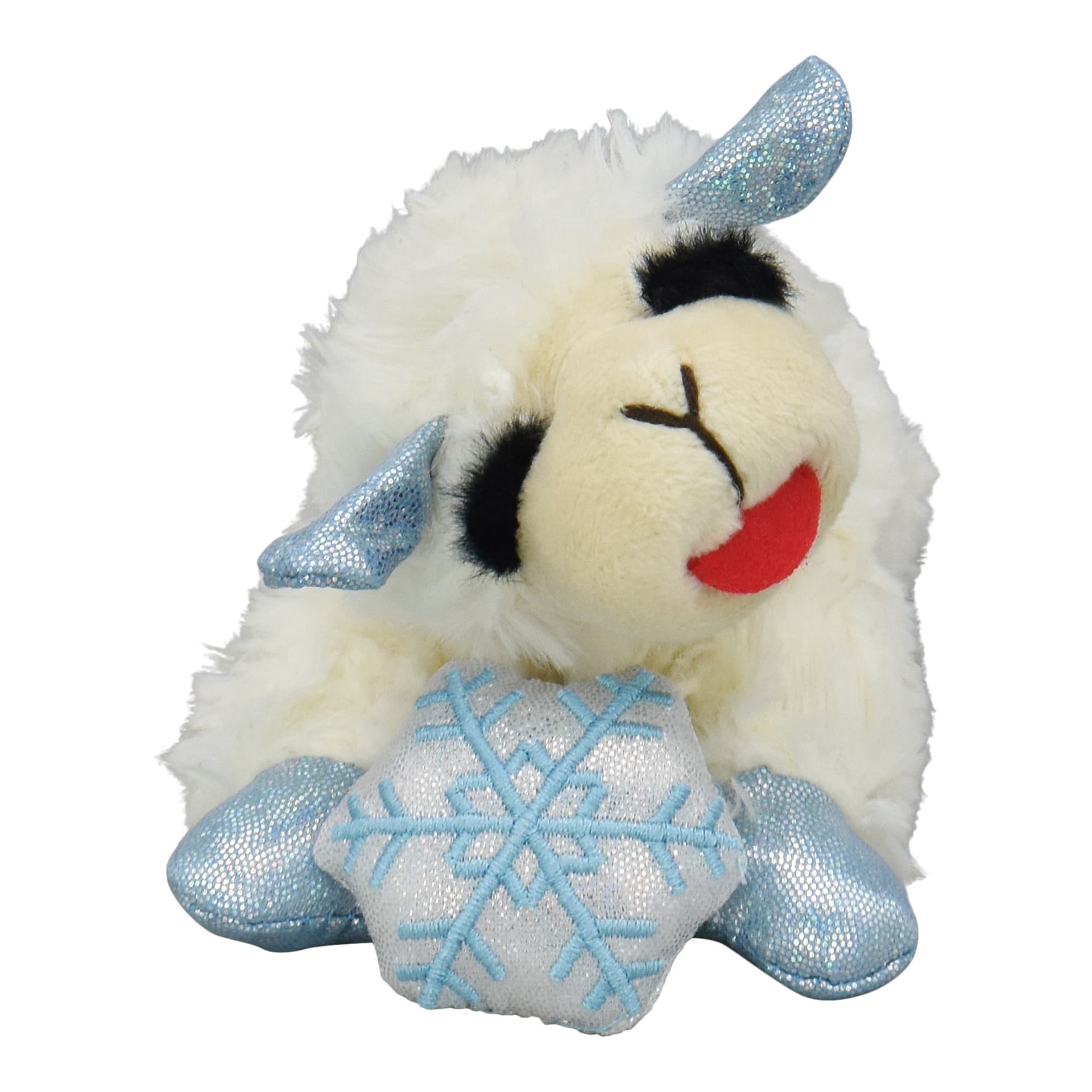 slide 1 of 1, Multipet International Holiday Lamb Chop Holding a Snowflake Dog Toy, 6" L, Small, SM