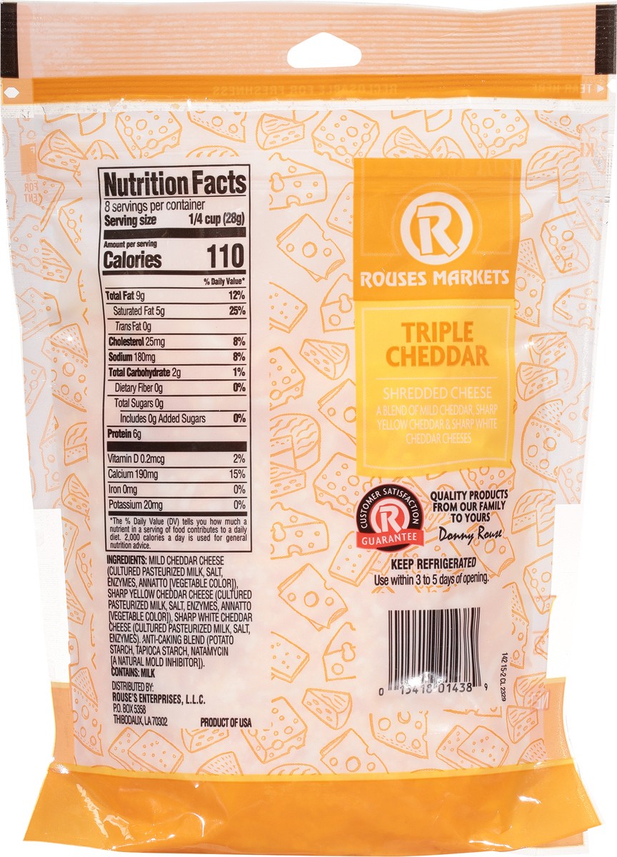 slide 6 of 9, Rouses Markets Triple Cheddar Shredded Cheese 8 oz, 8 oz