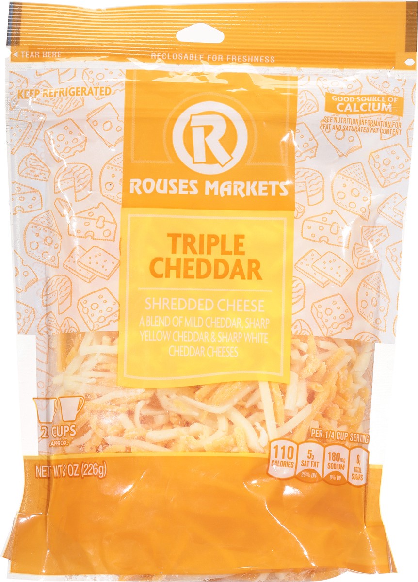 slide 2 of 9, Rouses Markets Triple Cheddar Shredded Cheese 8 oz, 8 oz
