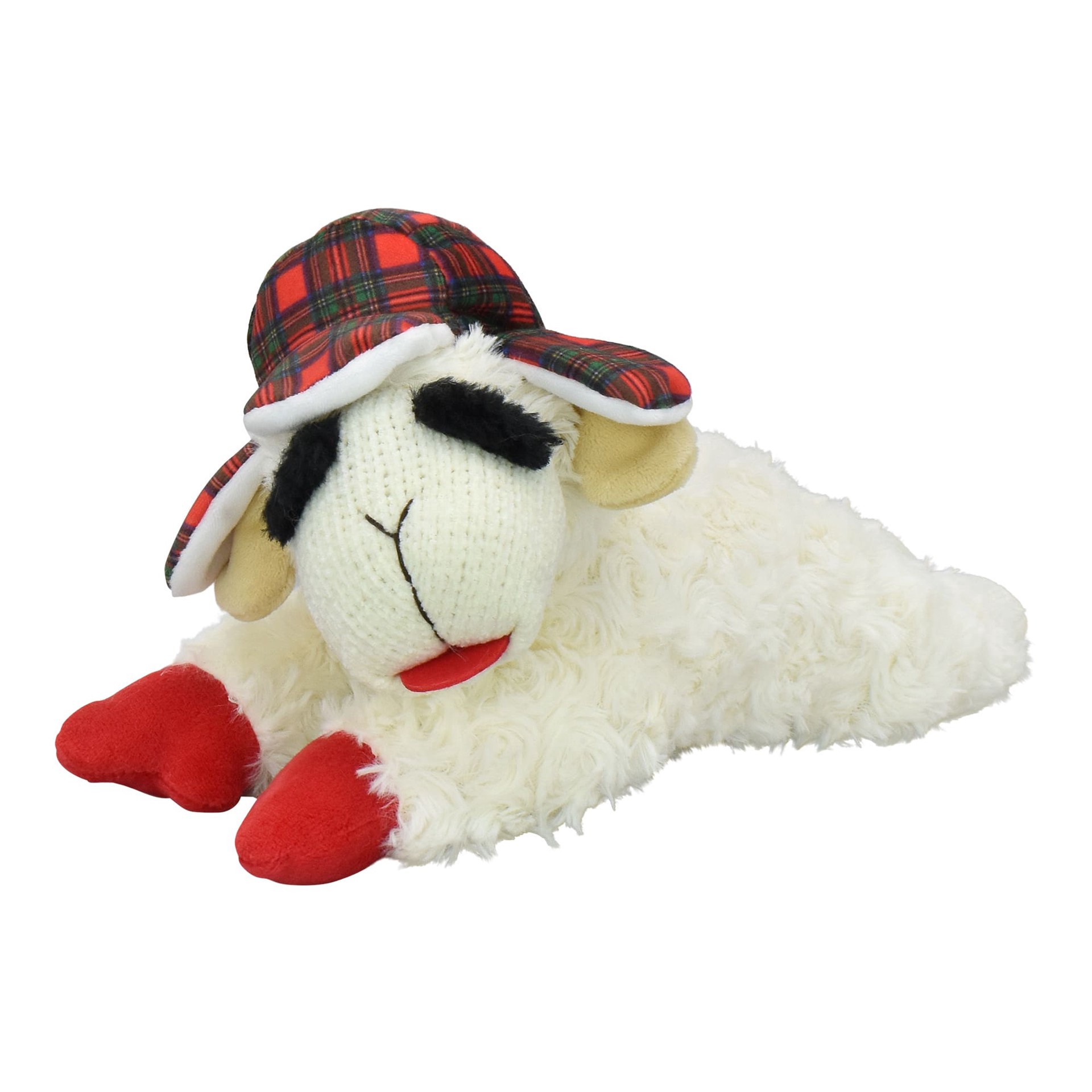 slide 1 of 1, Multipet International Holiday Lamb Chop with Trapper Hat Dog Toy, 10.5" L, Large, LG