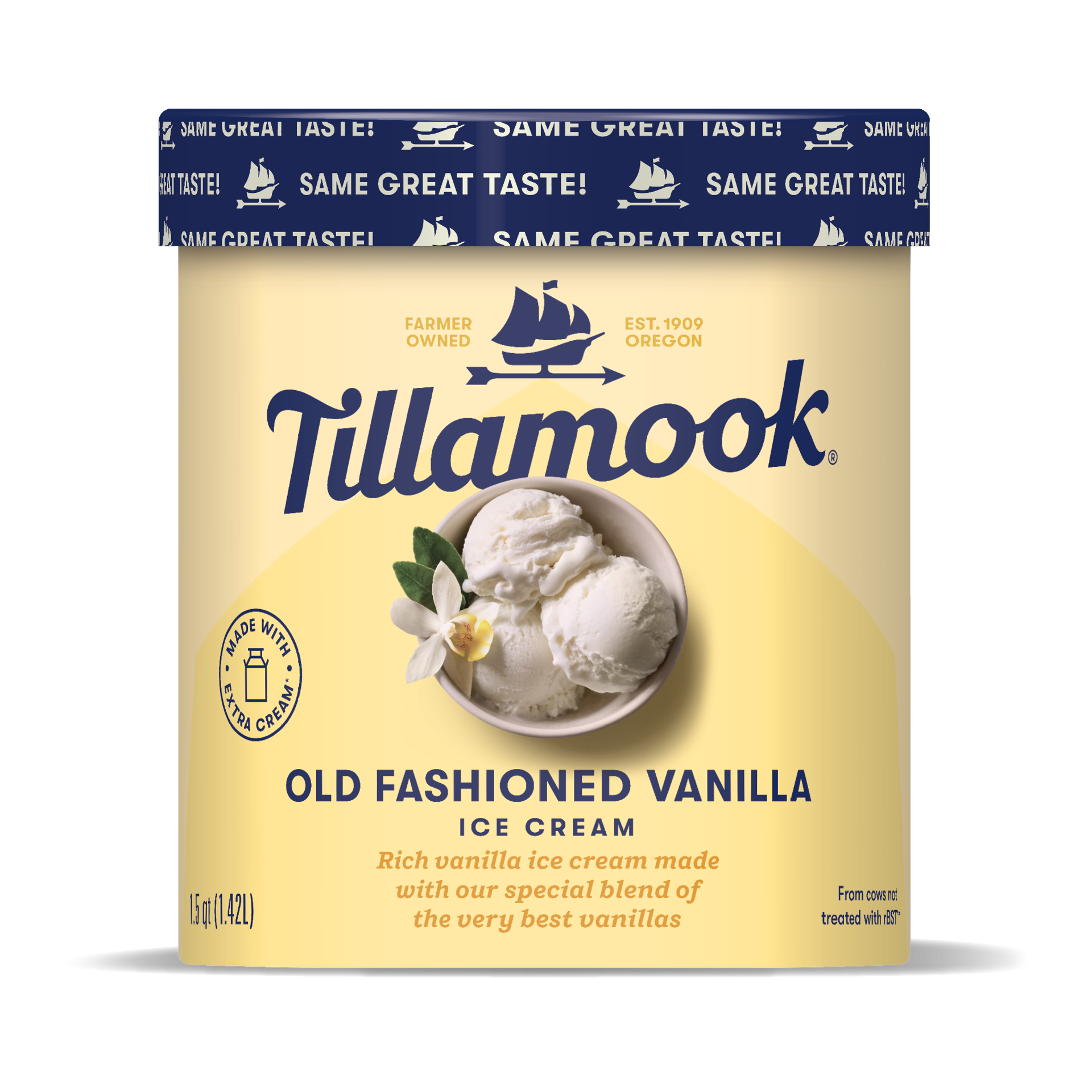 slide 1 of 5, Tillamook Old-Fashioned Vanilla Ice Cream 1.5 qt, 1.5 qt