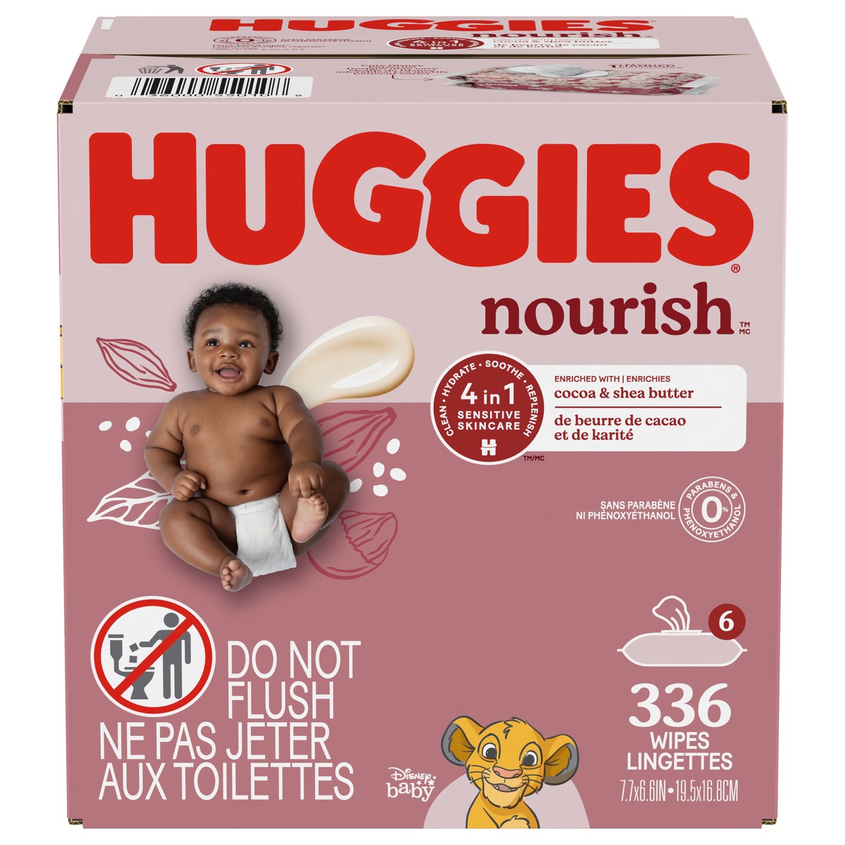 slide 1 of 5, Huggies Nourish Scented Baby Wipes, 6 Push Button Packs (336 Wipes Total), 336 ct