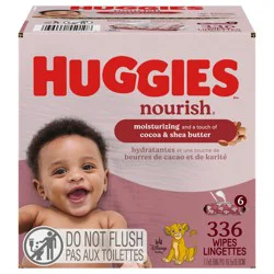 Huggies Nourish Scented Baby Wipes, 6 Push Button Packs (336 Wipes Total)