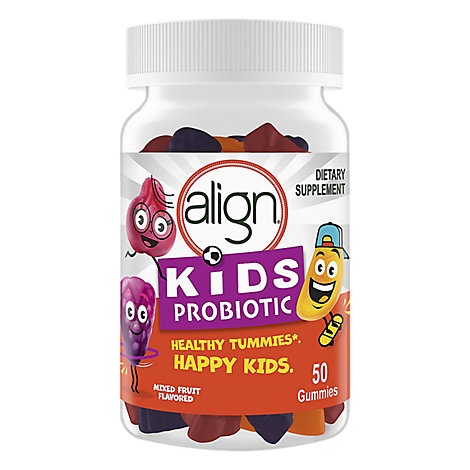 slide 1 of 1, Align Kids Probiotic Supplement Gummies In Natural Fruit Flavors, 50 ct