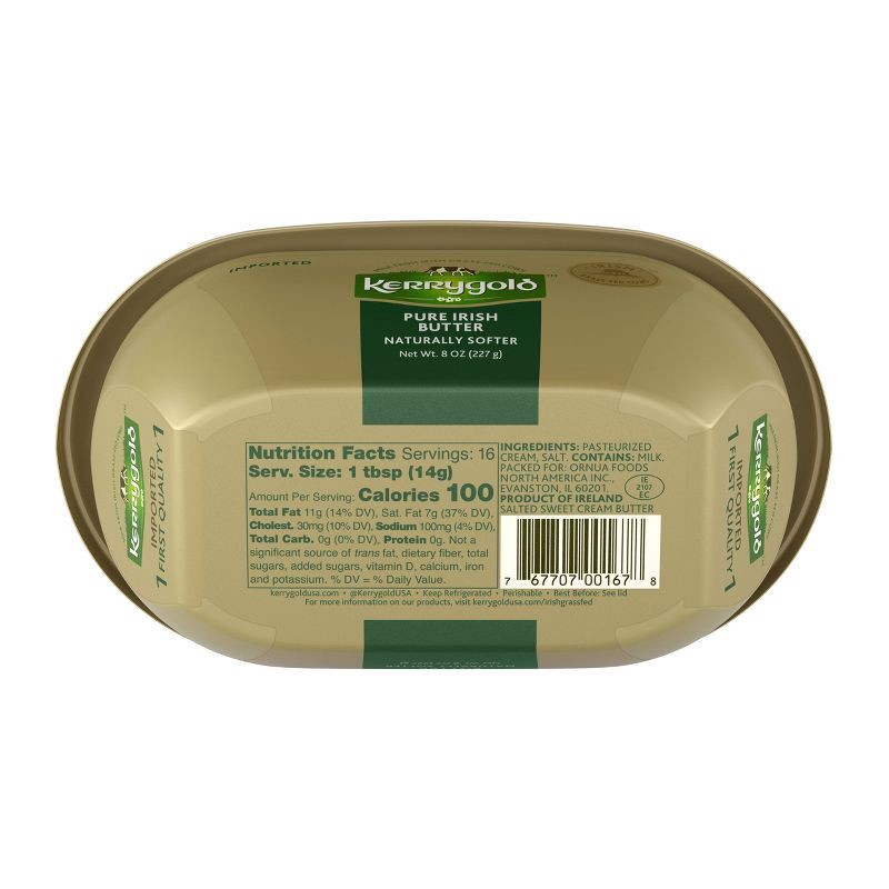 slide 3 of 5, Kerrygold Grass-Fed Naturally Softer Pure Irish Butter - 8oz Tub, 