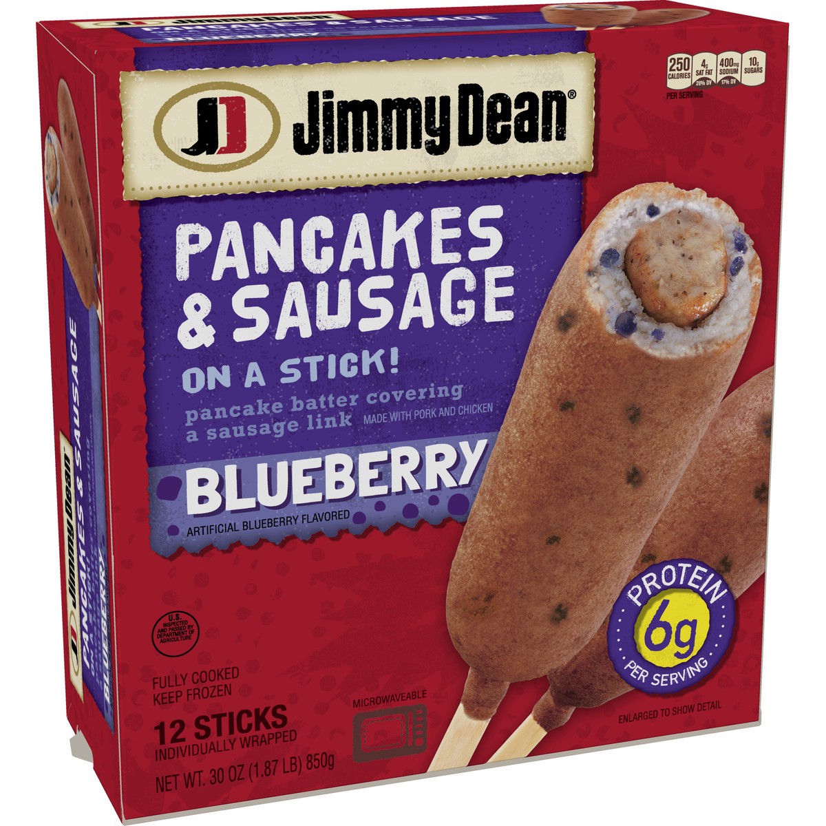 slide 9 of 9, Jimmy Dean Frozen Blueberry Pancakes & Sausage On A Stick - 12ct, 30 oz