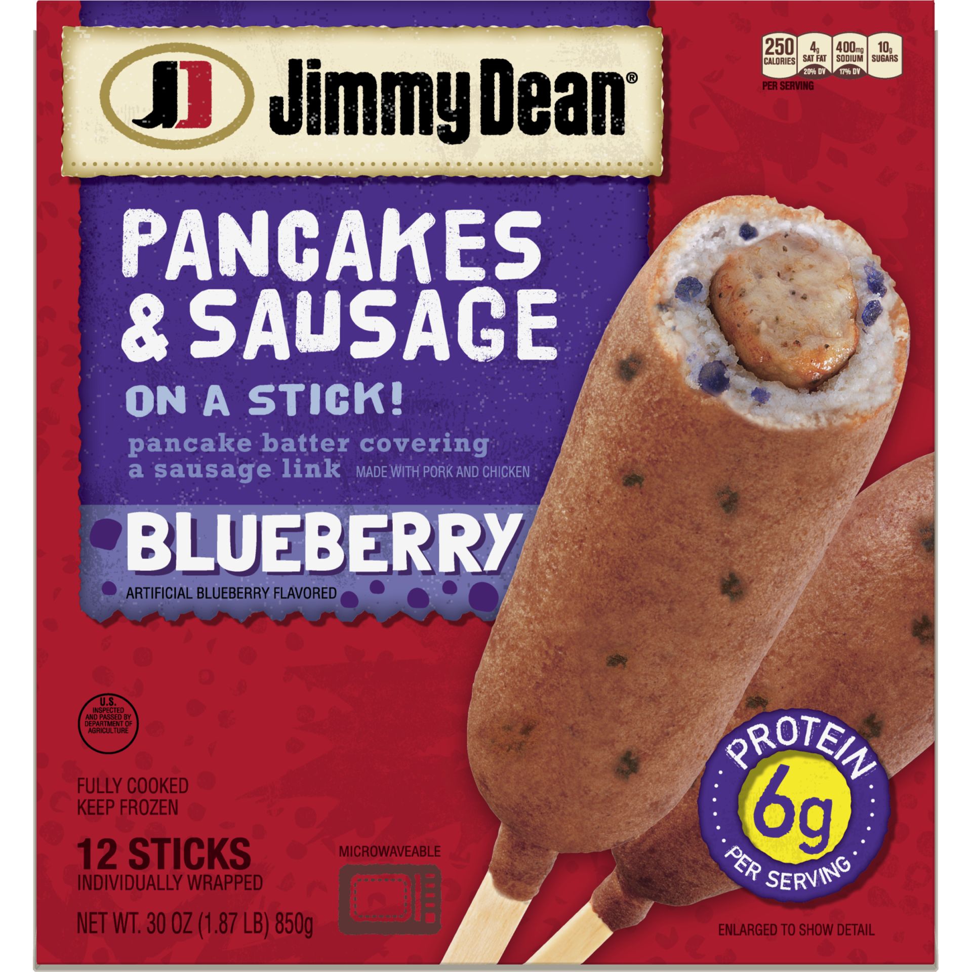 slide 1 of 2, Blueberry Pancakes And Sausage On A Stick Frozen Breakfast, 30 oz