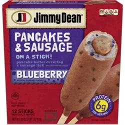 Jimmy Dean Blueberry Pancakes & Sausage on a Stick, Frozen Breakfast, 12 Count