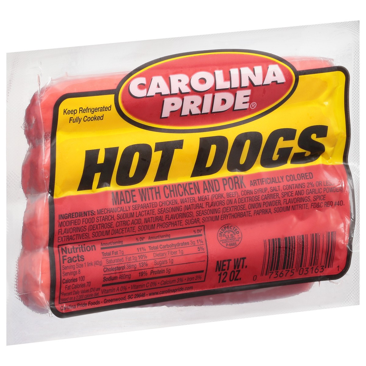 slide 4 of 9, Carolina Pride Hot Dogs 12 oz, 12 oz