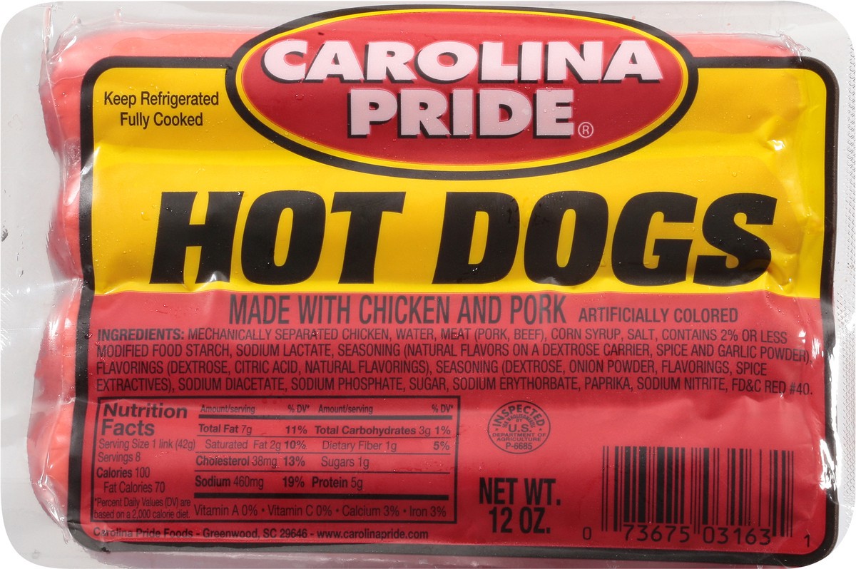 slide 8 of 9, Carolina Pride Hot Dogs 12 oz, 12 oz