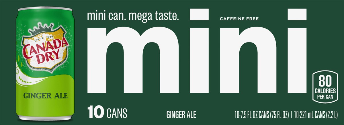 slide 5 of 7, Canada Dry Ginger Ale Soda, 7.5 fl oz cans, 10 pack, 10 ct