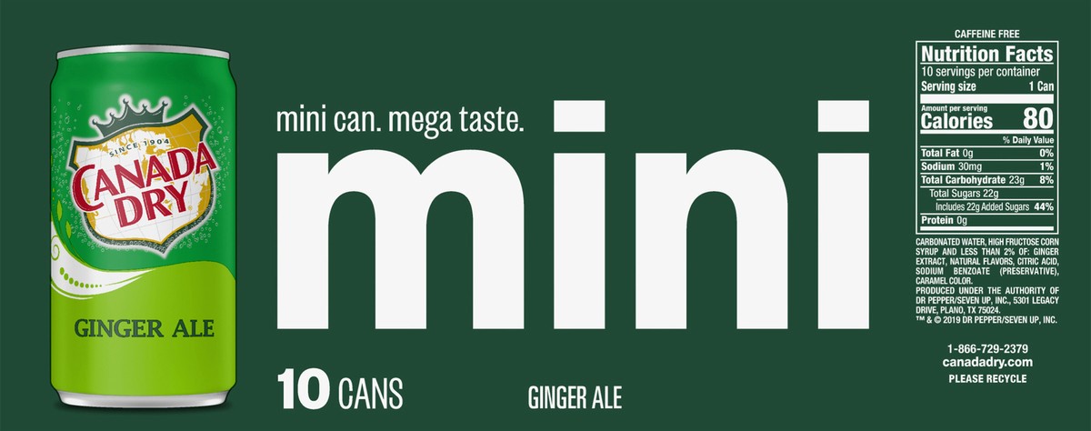 slide 4 of 7, Canada Dry Ginger Ale Soda, 7.5 fl oz cans, 10 pack, 10 ct