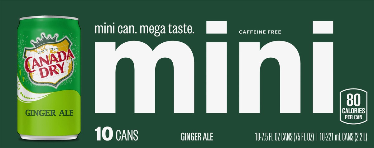 slide 7 of 7, Canada Dry Ginger Ale Soda, 7.5 fl oz cans, 10 pack, 10 ct