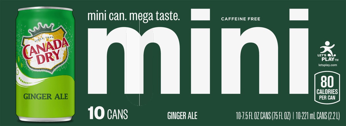 slide 3 of 7, Canada Dry Ginger Ale Soda, 7.5 fl oz cans, 10 pack, 10 ct