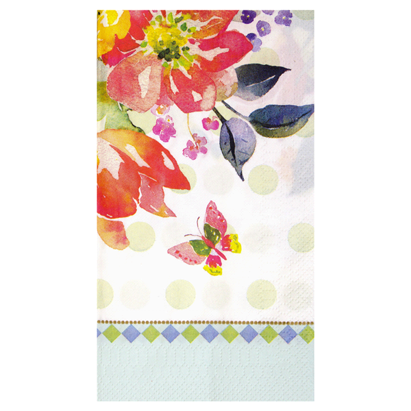 slide 1 of 1, Papyrus Watercolor Flowers Guest Towel Napkin, 1 ct