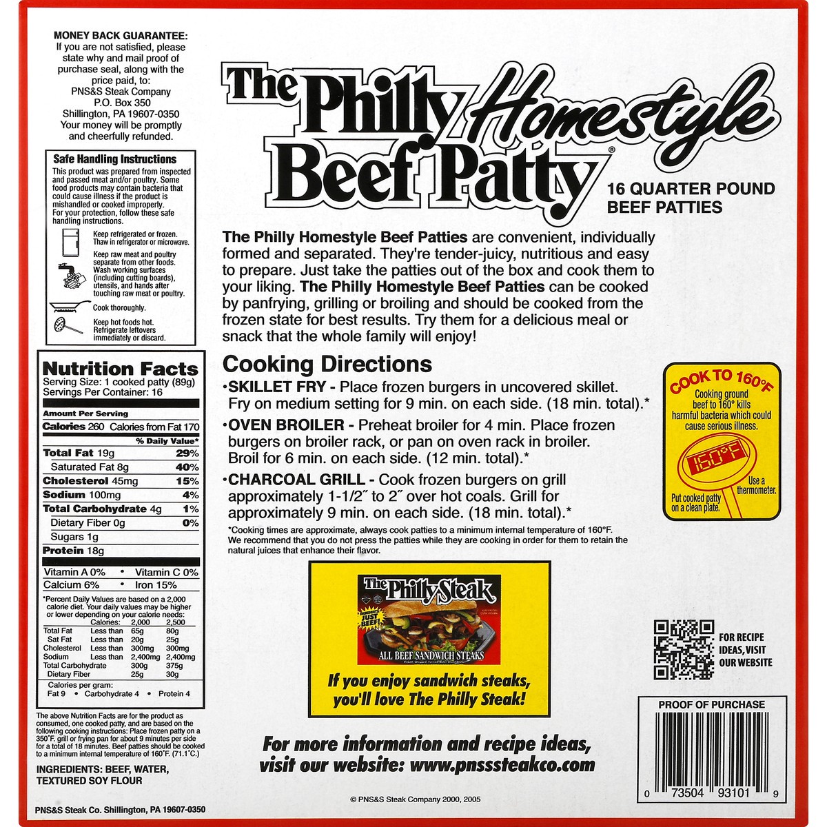 slide 13 of 13, The Philly Homestyle Beef Patty Beef Patties 16 ea, 16 ct