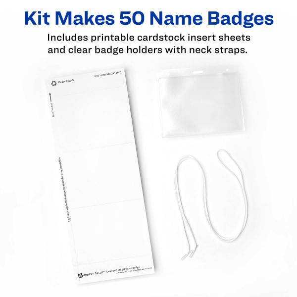 slide 3 of 7, Avery Hanging Name Badge Kit, 50 ct