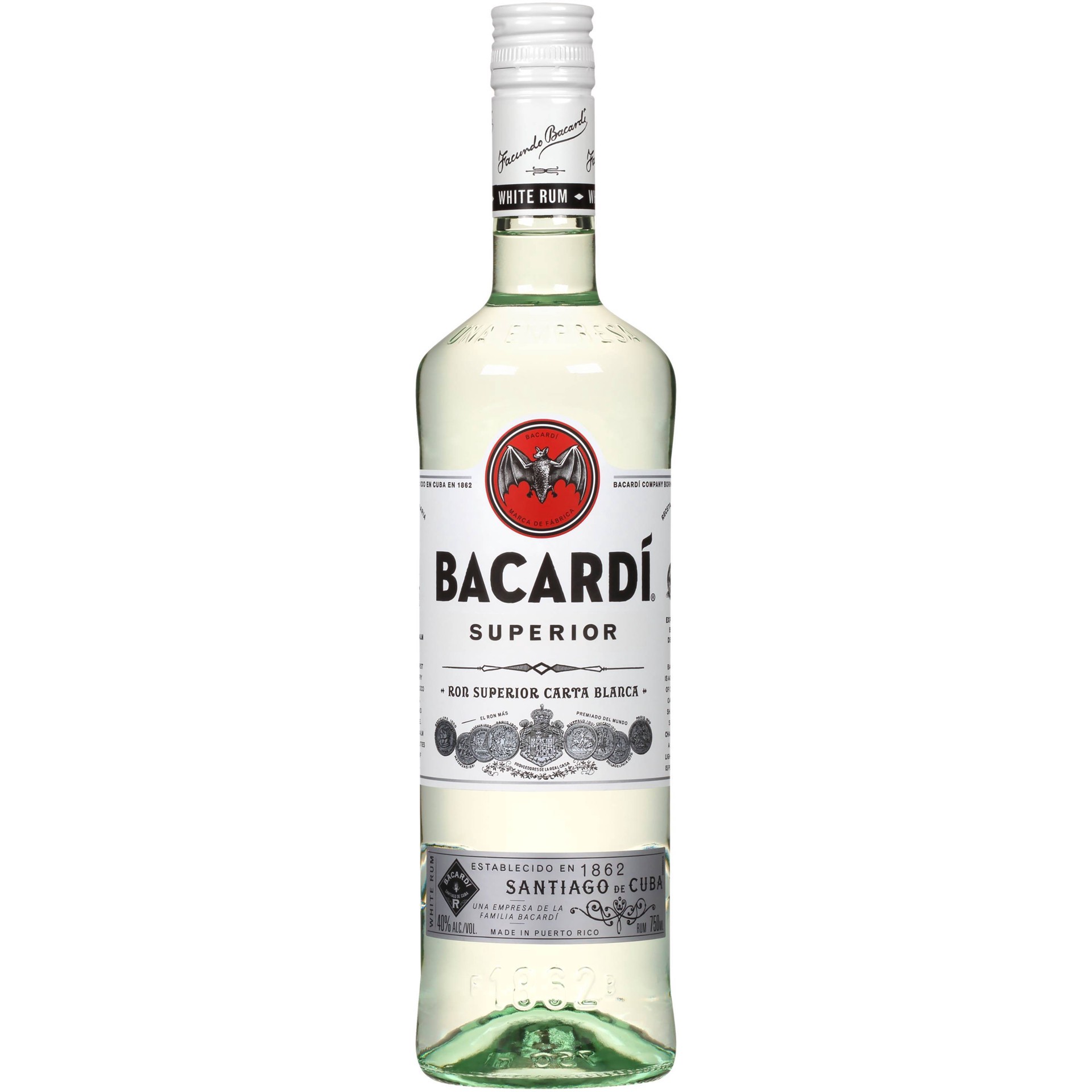 slide 1 of 3, Bacardi Superior Light Puerto Rican Rum Bottle, 750 ml
