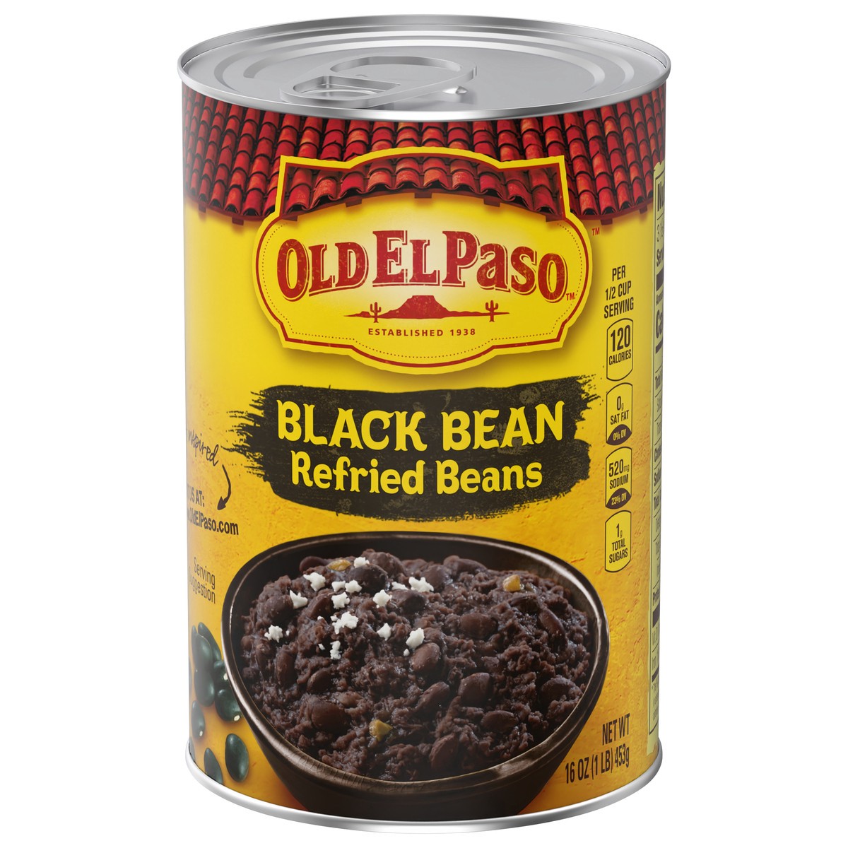 slide 1 of 1, Old El Paso Black Bean Refried Beans, 16 oz., 16 oz