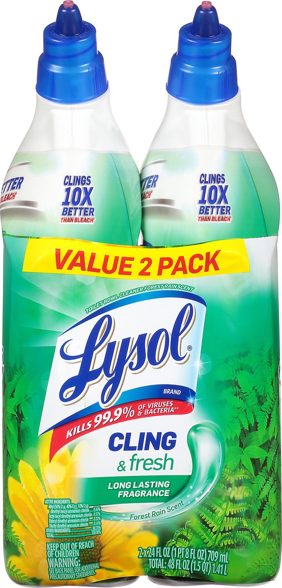 slide 1 of 3, Lysol Value 2 Pack Cling & Fresh Forest Rain Scent Toilet Bowl Cleaner 2 ea, 2 oz
