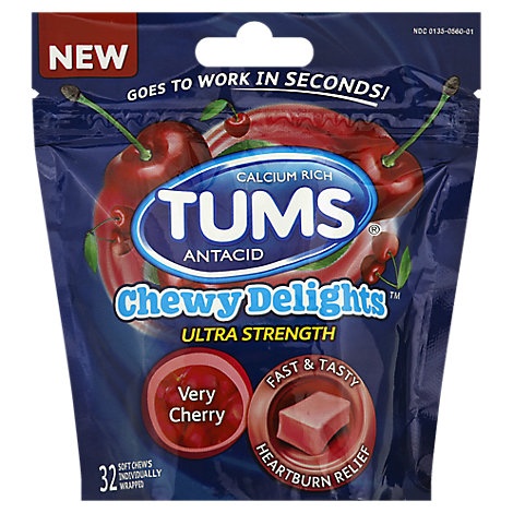 slide 1 of 1, Tums Chewy Delights Very Cherry, 32 ct