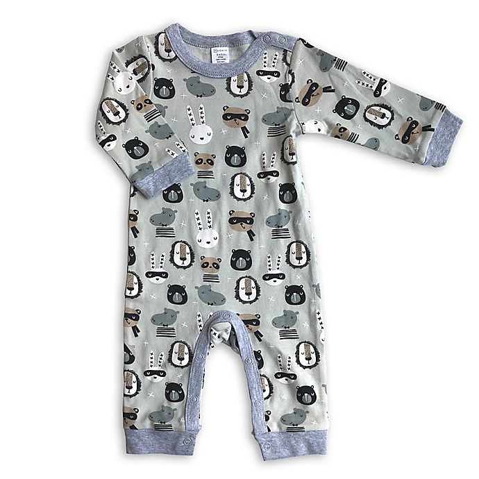 slide 1 of 1, Modern Baby Newborn Animals Coverall - Grey, 1 ct