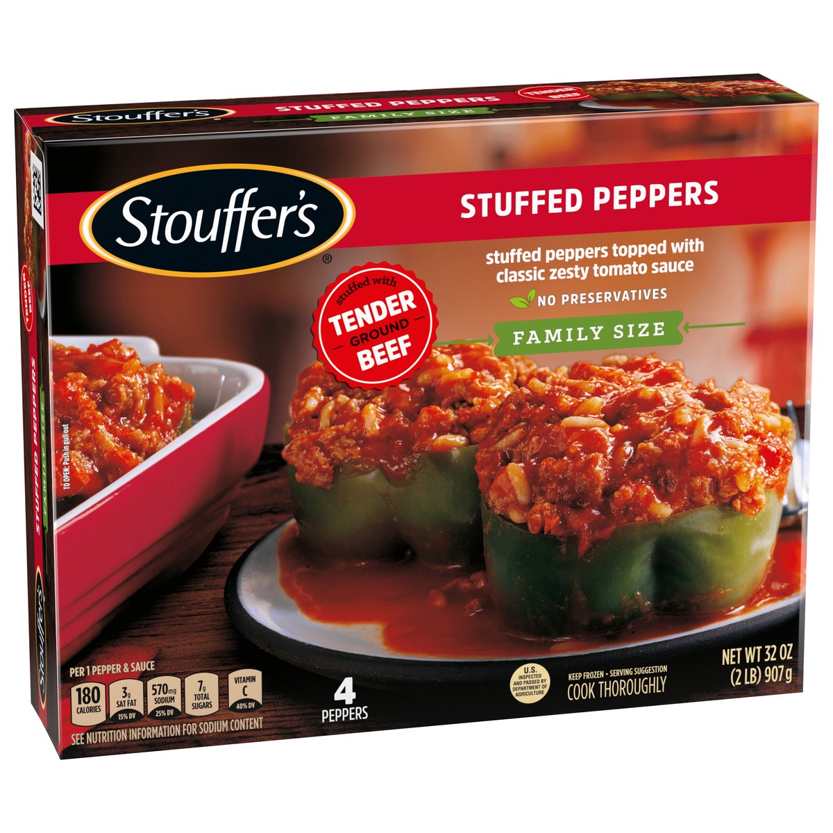 slide 4 of 8, Stouffer's Family Size Stuffed Peppers Frozen Dinner, 32 oz