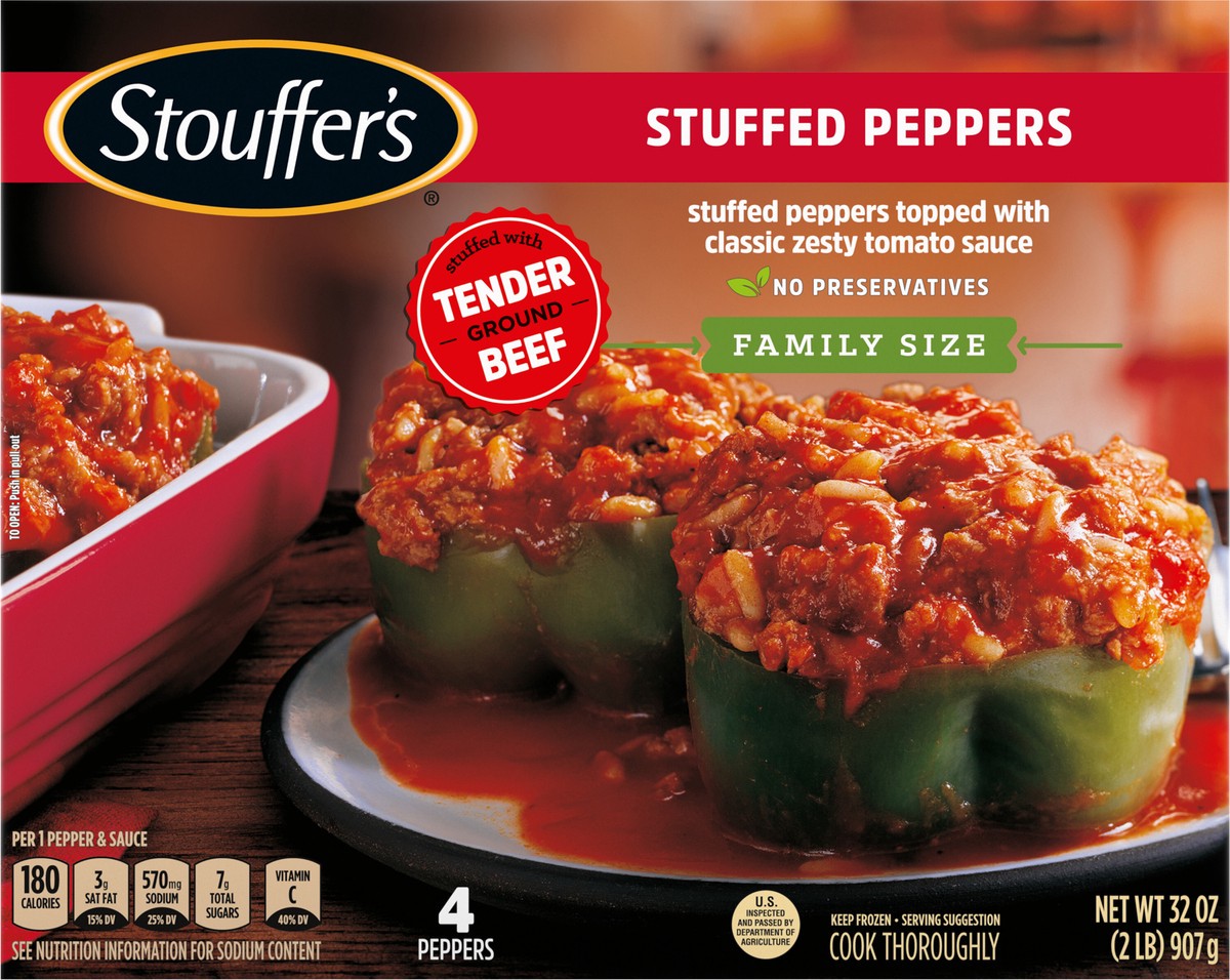 slide 6 of 8, Stouffer's Family Size Stuffed Peppers Frozen Dinner, 32 oz