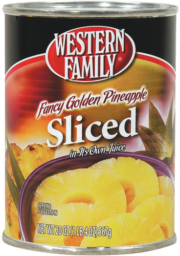 slide 1 of 1, Western Family Sliced Pineapple, 20 oz