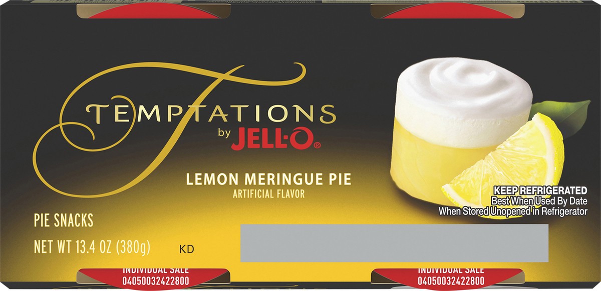 slide 2 of 8, Temptations JELL-O Temptations Ready to Eat Lemon Meringue Pie Pudding Cups, 4 ct - 13.4 oz Package, 13.4 oz