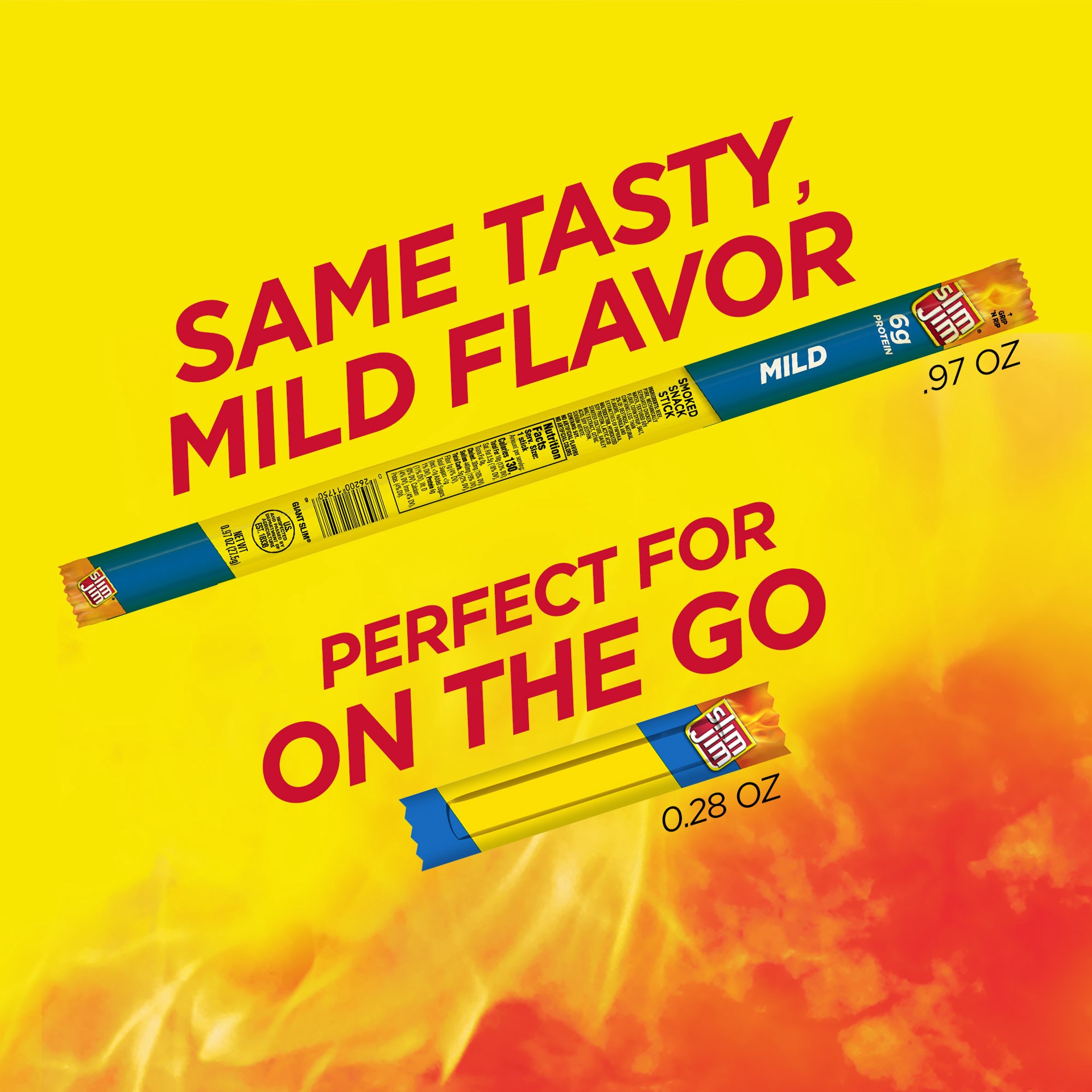 slide 2 of 5, Slim Jim Smoked Mild Snack Stick 3 ea, 0.84 oz