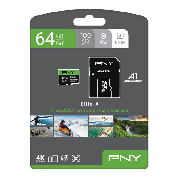 slide 5 of 8, PNY Elite-X 64Gb Microsdxc Card With-Uhs-I Adapter, 1 ct