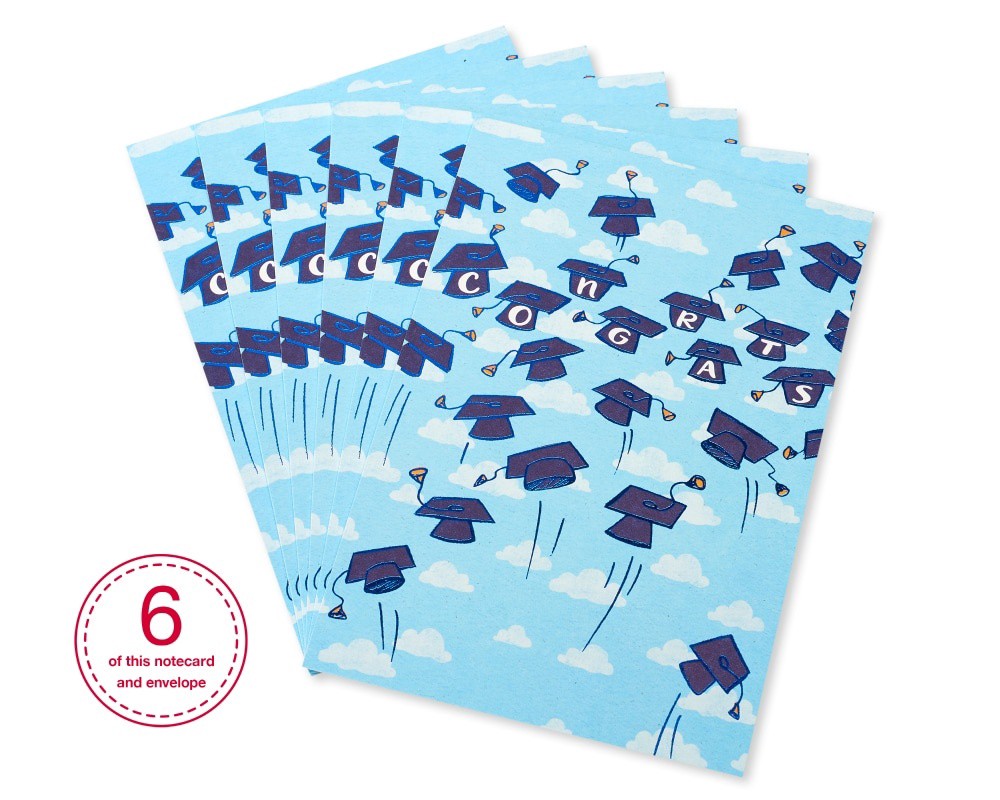 slide 6 of 6, American Greetings #61 Graduation Cards For Graduates (Grad Caps), 6 ct