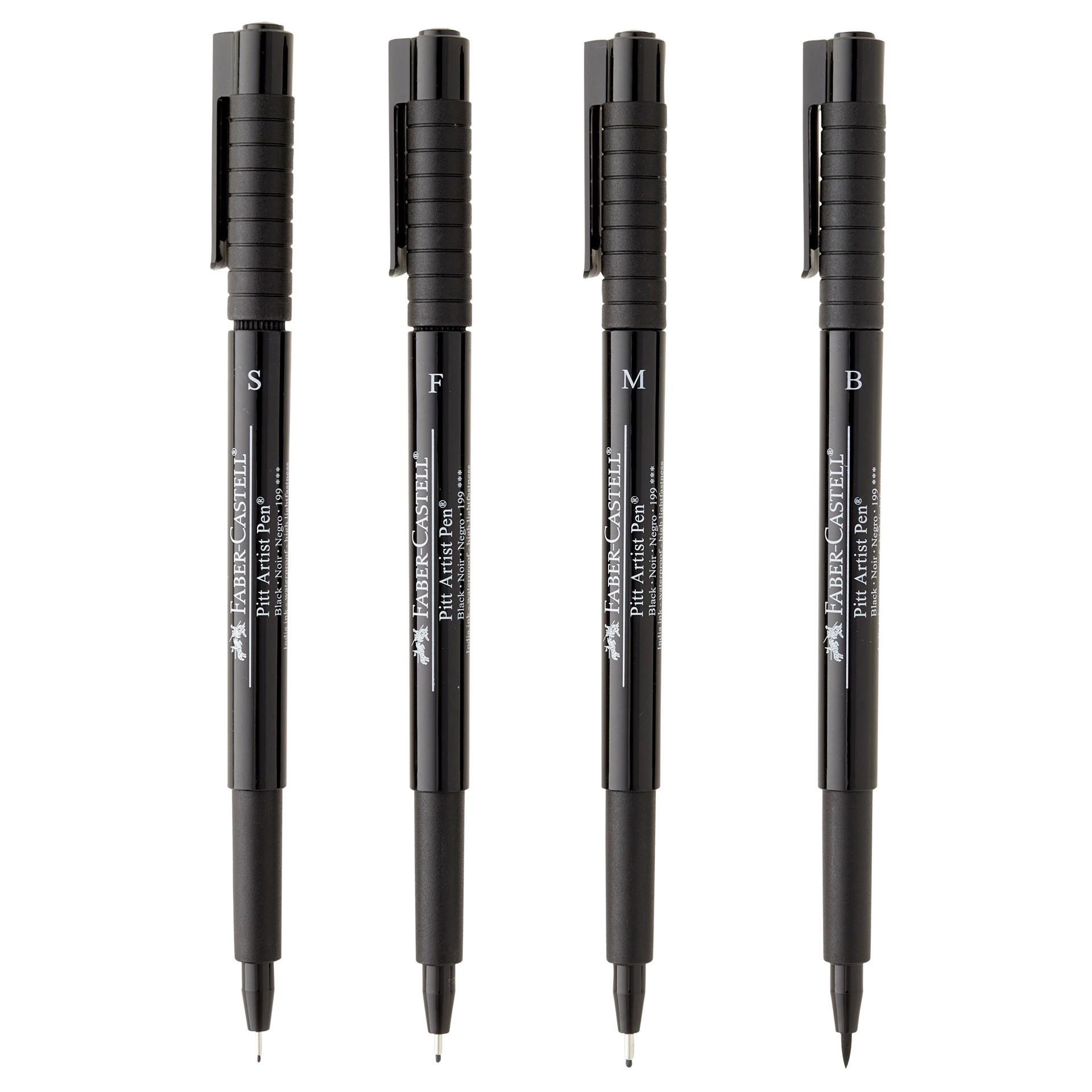 slide 2 of 3, Faber-Castell Pitt Artist Black Pen Set, 4 Piece, 4 ct