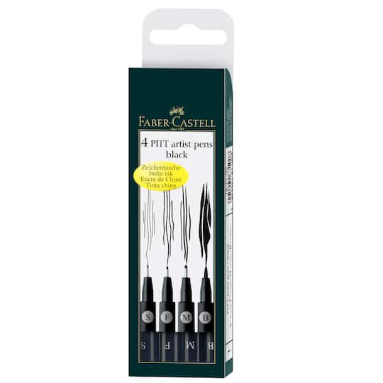 slide 1 of 3, Faber-Castell Pitt Artist Black Pen Set, 4 Piece, 4 ct