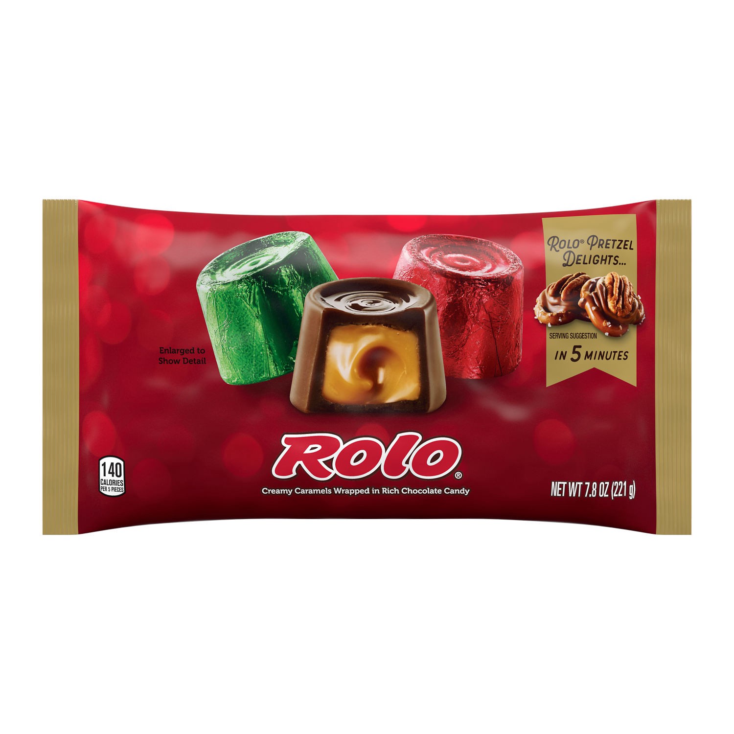 slide 1 of 7, ROLO Rich Chocolate Caramels, Christmas Candy Bag, 7.8 oz, 7.8 oz