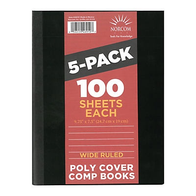 slide 1 of 1, Norcom Wide Ruled Poly Composition Books, 100 ct