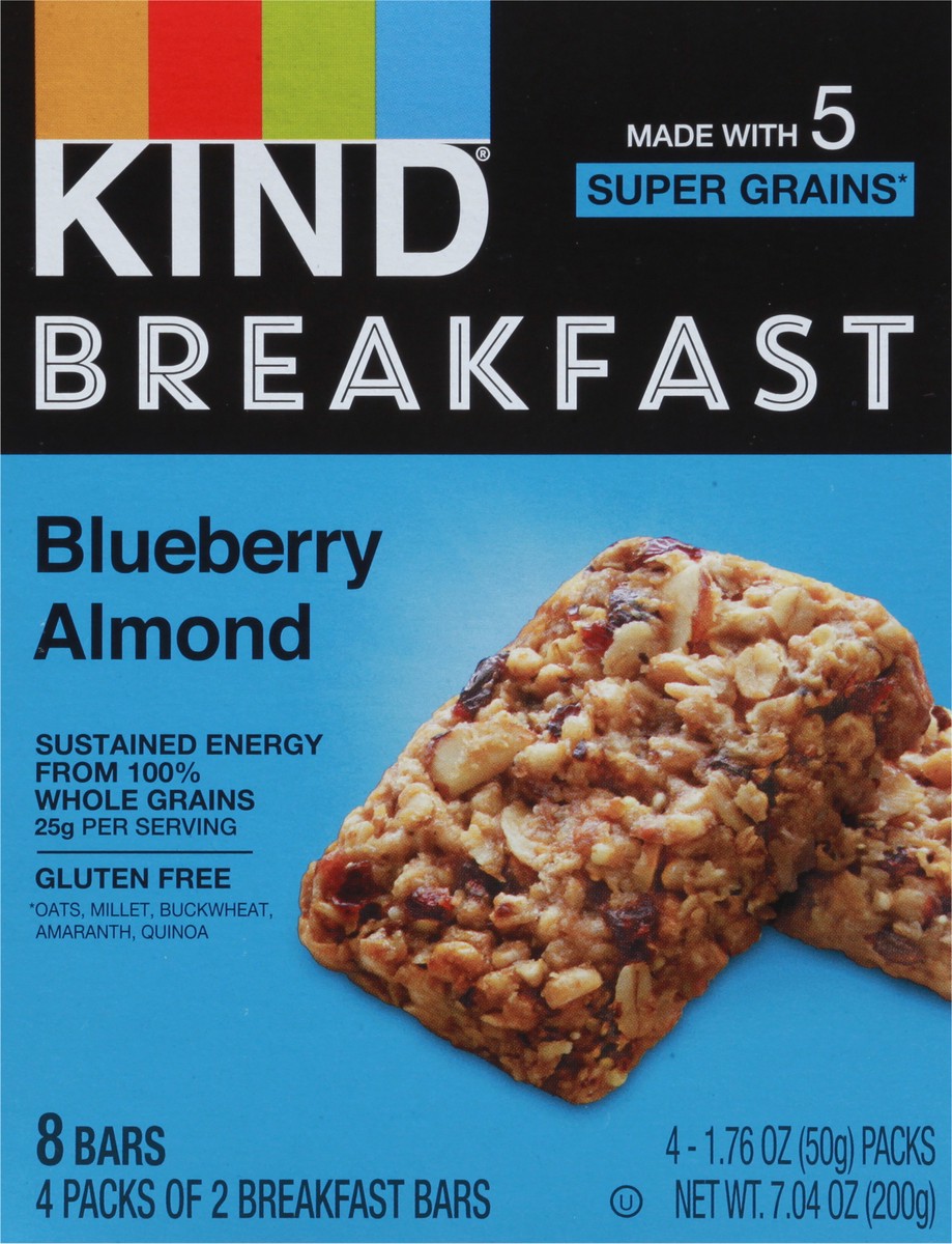 slide 6 of 13, KIND Breakfast Bars, Blueberry Almond, 7.04 oz